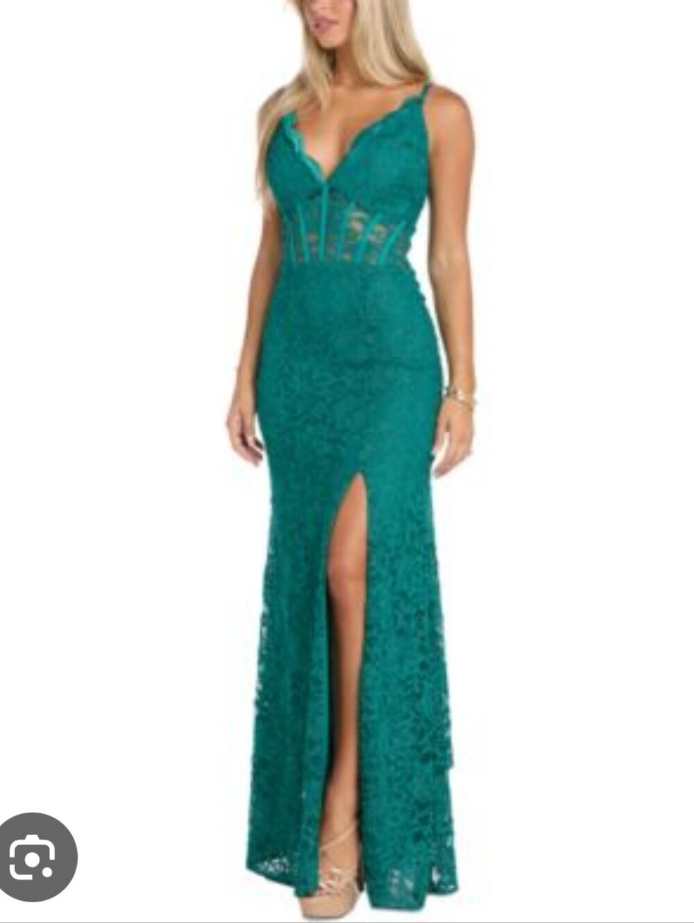 NWT Morgan & Co Jade Green Lace Corset Mermaid Formal Gown Size 1 Fairy Y2k $129